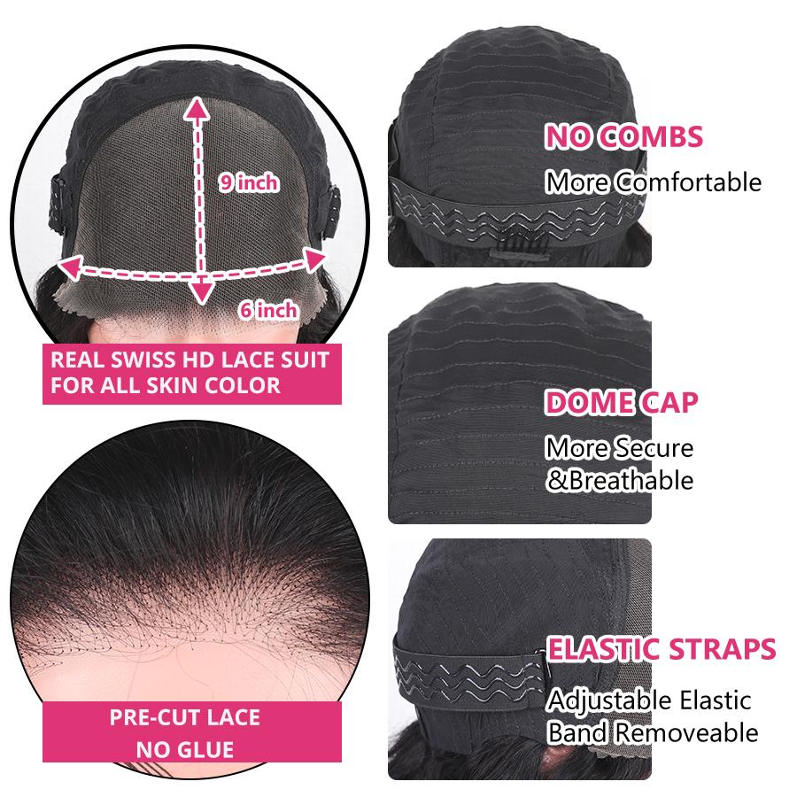 [Beginner Friendly] Bling Hair Glueless Wig Deep Wave 6x4 7x5 9x6 Real Human Hair Wigs HD Transparent Pre Cut Lace Closure Wigs Ready to Wear No Glue Wig 13x6 Lace Front Wigs TikTokShopHolidayHaul