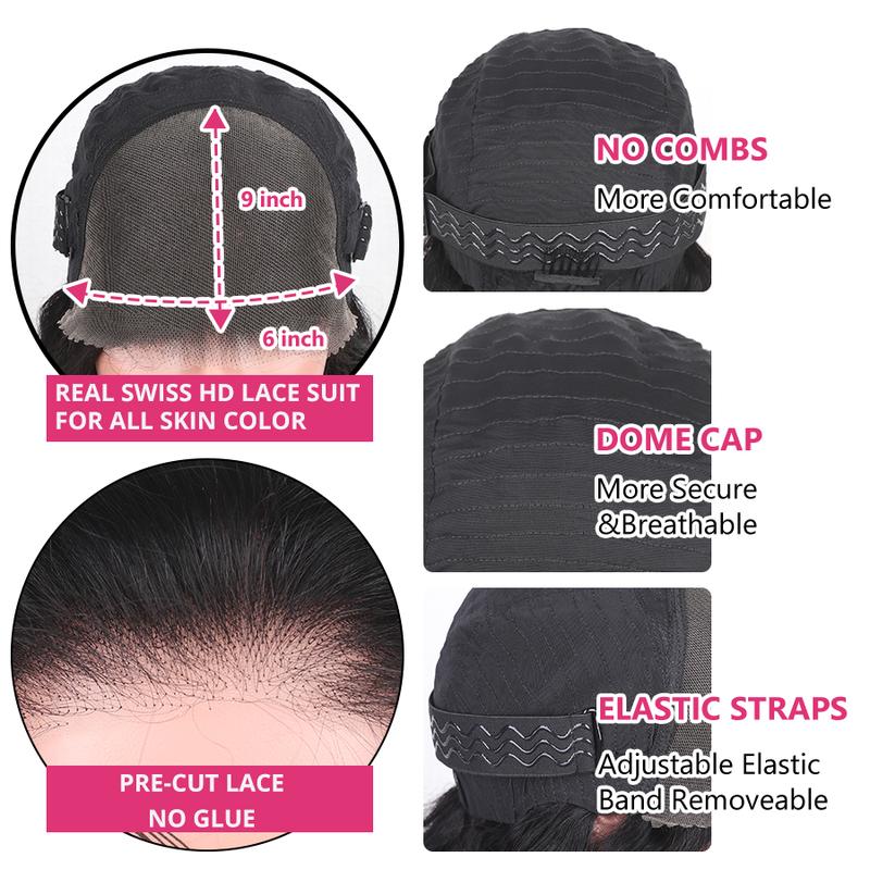 [Beginner Friendly] Bling Hair Glueless Wig Deep Wave 6x4 7x5 9x6 Real Human Hair Wigs HD Transparent Pre Cut Lace Closure Wigs Ready to Wear No Glue Wig 13x6 Lace Front Wigs TikTokShopHolidayHaul