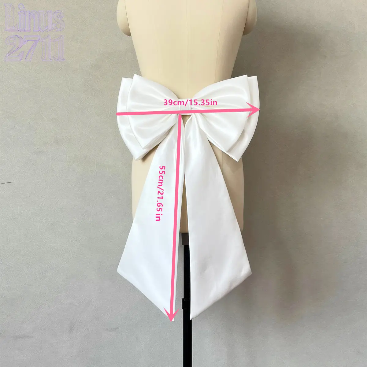 Elegant Satin Detachable Big Bow Sash for Wedding Dress White Removable Bow Waist Decoration Bridal Gown Belt Stage Performance Cosplay Costume Accessory Simple Luxury Large Bow Ornament for Evening Party Formal Dress DIY Clothing Decor