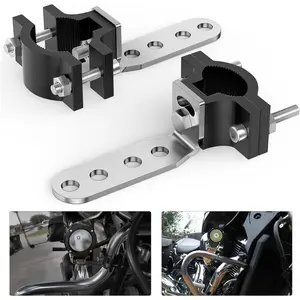Nilight Aluminum Alloy Powder-Coated Motorcycle Light Bar Tube Clamp Brackets, Anti-Slipping M8 Screw Set, Motor Parts Accessories, Vehicle Accessories, for 0.7-1.2in Round Tubes, Offroad LED Light Pods, ATV/UTV Front Forks, 2 Mounting Bracket Clamps, 606