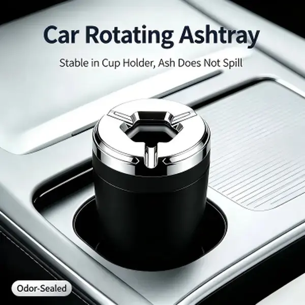 Rotating Sealed Lid Car Ashtray Odor Resistant Auto Cigarette Ashtray Fits Vehicle Cup Holder, Heat Proof Easy Clean Car Interior Accessory for Truck SUV Van
