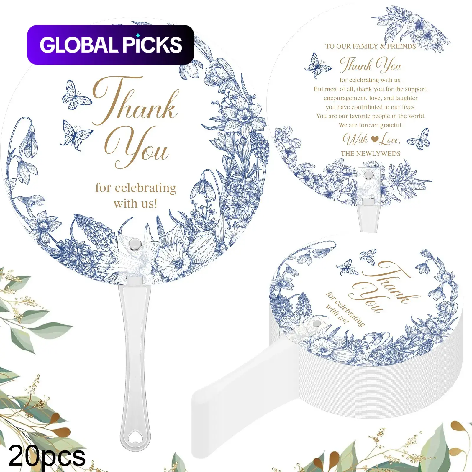 20pcs Wedding Handheld Fans, Durable Plastic, Simple Design, Minimalist, Outdoor Weddings, Bridal Parties, Church Events, Gift Ideas
