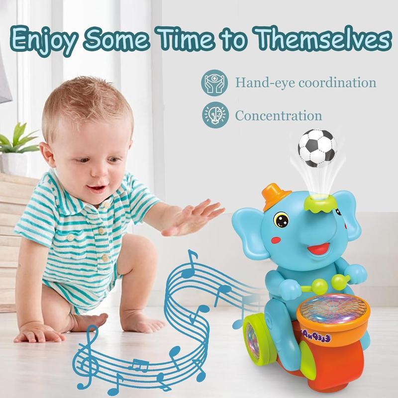Electric Elephant Toy with Balls, Multifunctional Electric Walking Music Elephant Toy, Automatic Obstacle Avoidance and Colorful Lights Musical Light Up for Kids