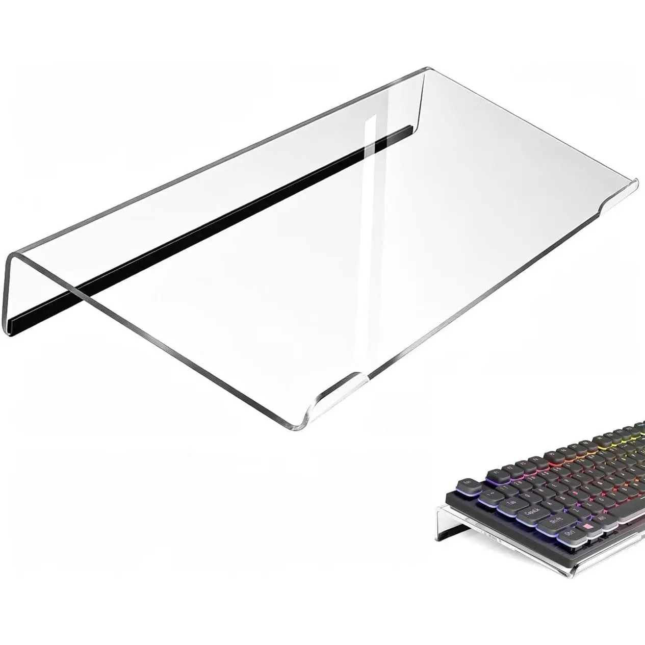 Keyboard Stand for Desk, 17 Inch Clear Ergonomic Keyboard Riser with Anti-Slip Silicone Strips, Sturdy Computer Keyboard Lift for Office Home Gaming Typing