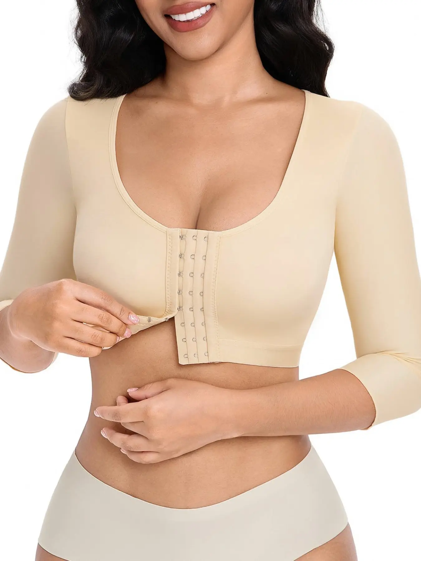 Women's Front Closure Shapewear Bra, Shoulder Compression Sleeve, Arm Lifting Slimming Support Garment, Post-Op Arm Correction Wear