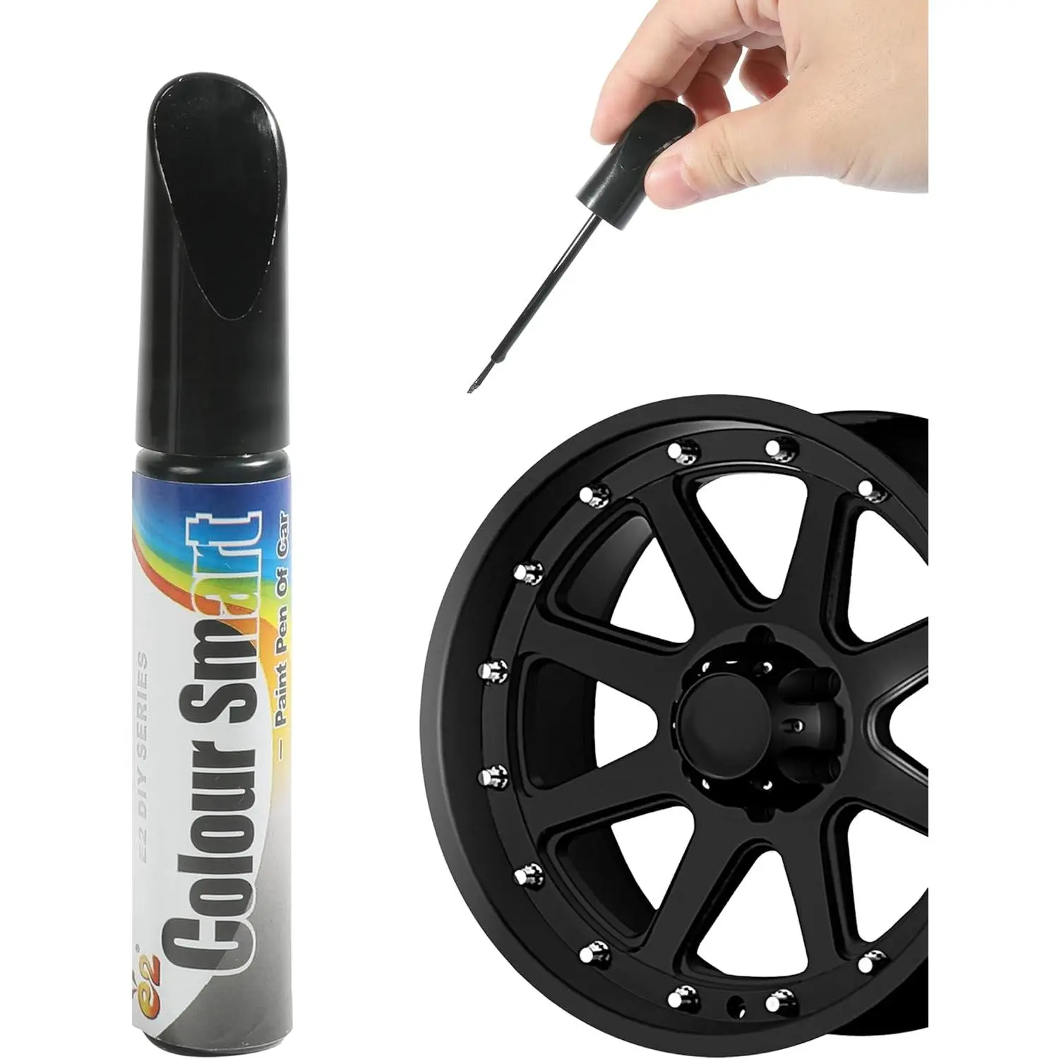 Car Touch Up Paint,Car Accessories Rim Paint,Rim Repair Kit,Auto Scratch Remover Pen,Quick and Easy Wheel Scratch Repair Kit,Used to Repair Scratches,Surface Damage on Wheels (Black)