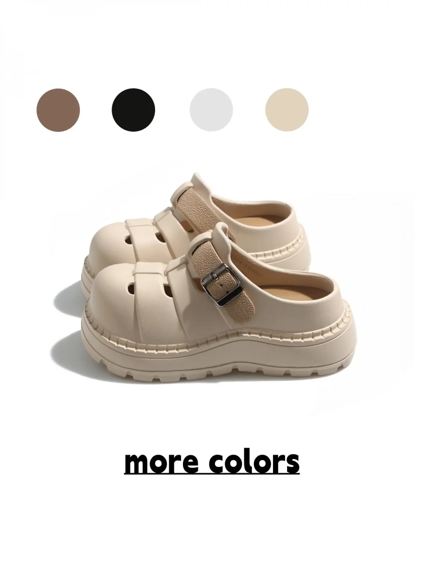 Women's Brown Roman-style Chunky Clogs with Metal Buckle, Retro Woven Dual-wear Sandals for Daily Wear, Chunky Sole Casual Clogs
