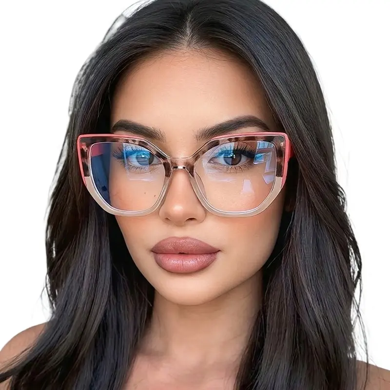 2-Tone Cat Eye Non-Prescription Eyewear - Tortoise Shell & Transparent Frame, Unisex Office Wear, Office Siren Aesthetic, Clean Girl Look, WFH Essentials