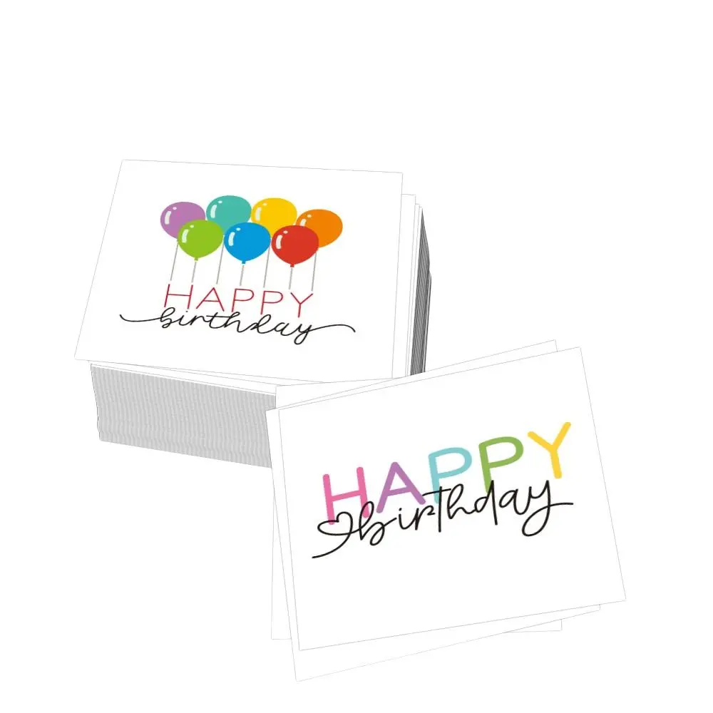 50 Pcs Birthday Cards, Mini Personalized Greeting Cards, Floral Cake Decorations, English Birthday Celebration Cards, 6x6 Cm, Happy Birthday Cards Bulk