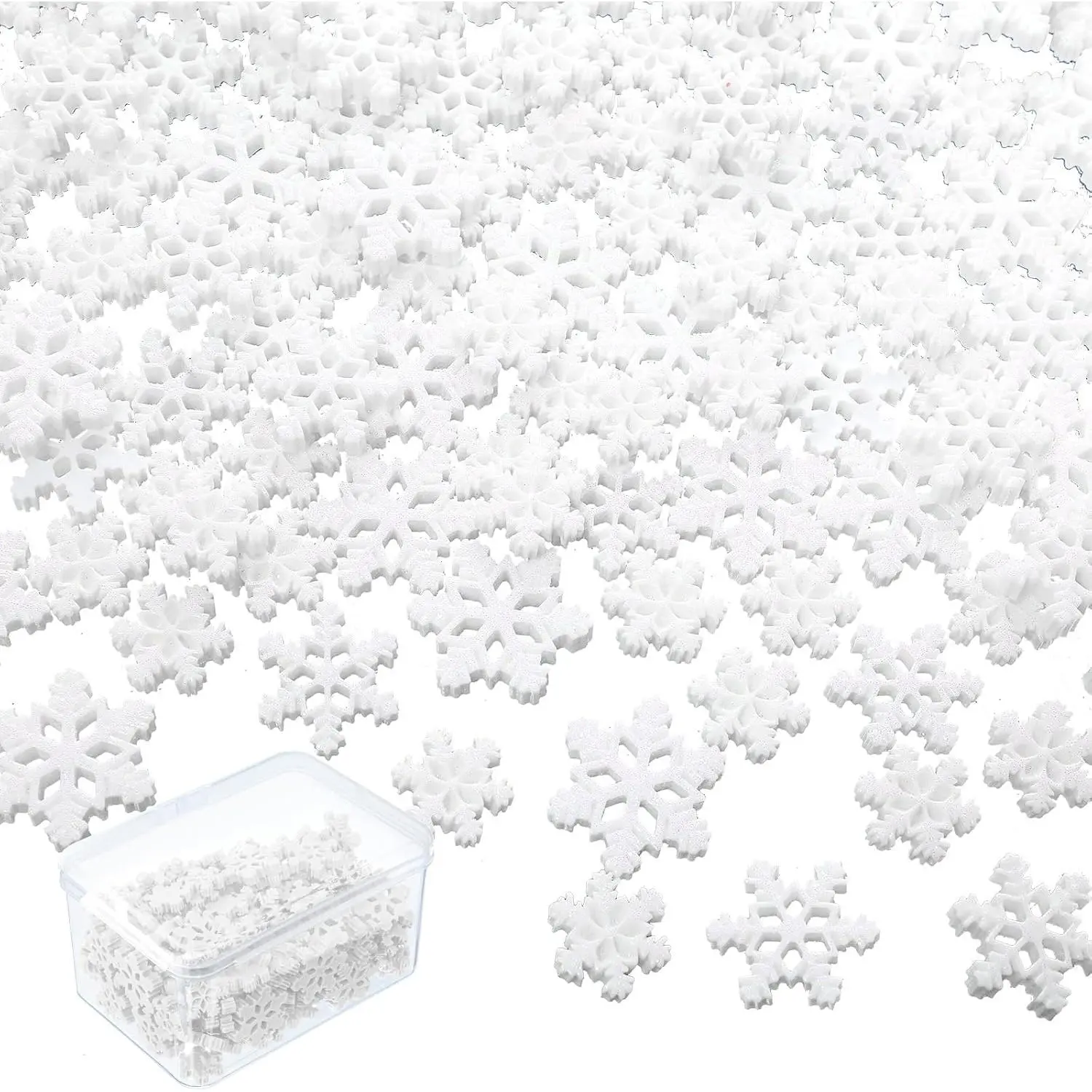150 count Mini Glitter Snowflake Plastic  Craft, Blue