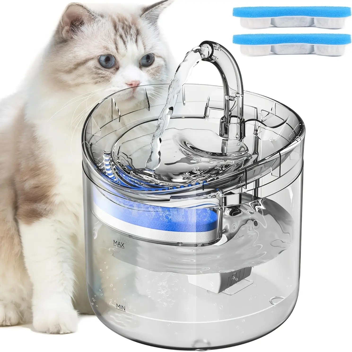 Smart Cat Dog Water Fountain, Circulating Flow Fresh Water System with Filter, Water Shortage Power-Off Protection, Indoor Automatic Pet Drinking Dispenser