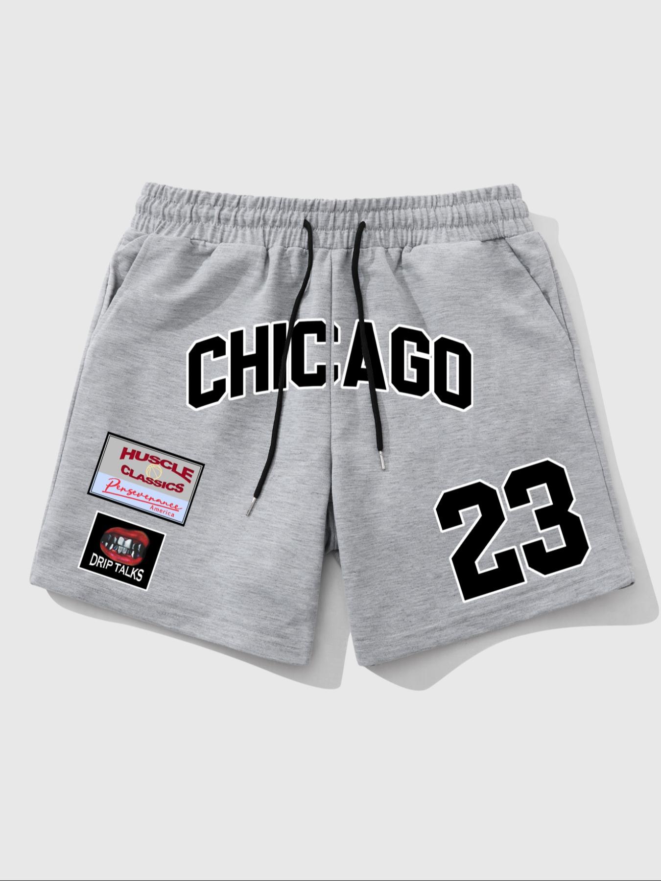 Men's Fashion Casual Cool Breathable Gym Shorts, Fitted Long Regular Fit, Elastic Waist, Street Style H Type Graphic Pants