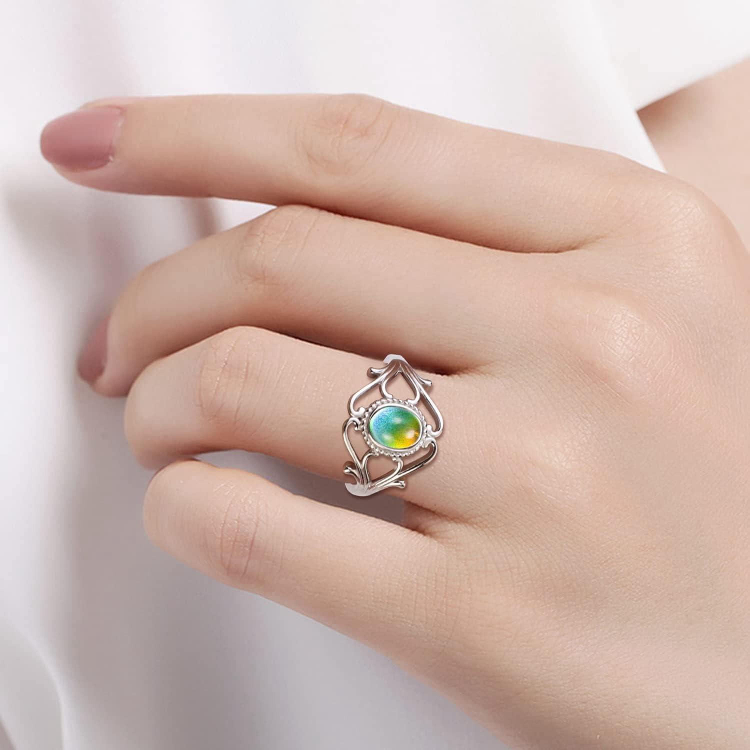 Adjustable 925 Sterling Silver Mood Rings for Women Victorian Style Oval Solitaire Ring Temperature-Control Rings Trinity Celtic Knot Color Change Stacking Rings Cubic Zirconia Gift Jewelry for Her Adjustable 925 Sterling Silver Mood Rings for Women Victorian Style Oval Solitaire Ring Temperature-Control Rings Trinity Celtic Knot Color Change Stacking Rings Cubic Zirconia Gift Jewelry for Her