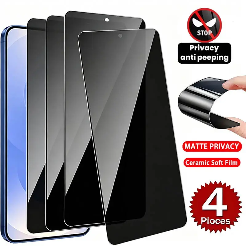 4pcs Frosted Ceramic Privacy Screen Protector Accessories Compatible with Samsung Galaxy A57 A37 A17 A07 A56 A36 A26 A16etc, Anti-Spy Screen Protector - Bubble-Free, Full Coverage, High Transparency, Scratch-Resistant, Easy Installation