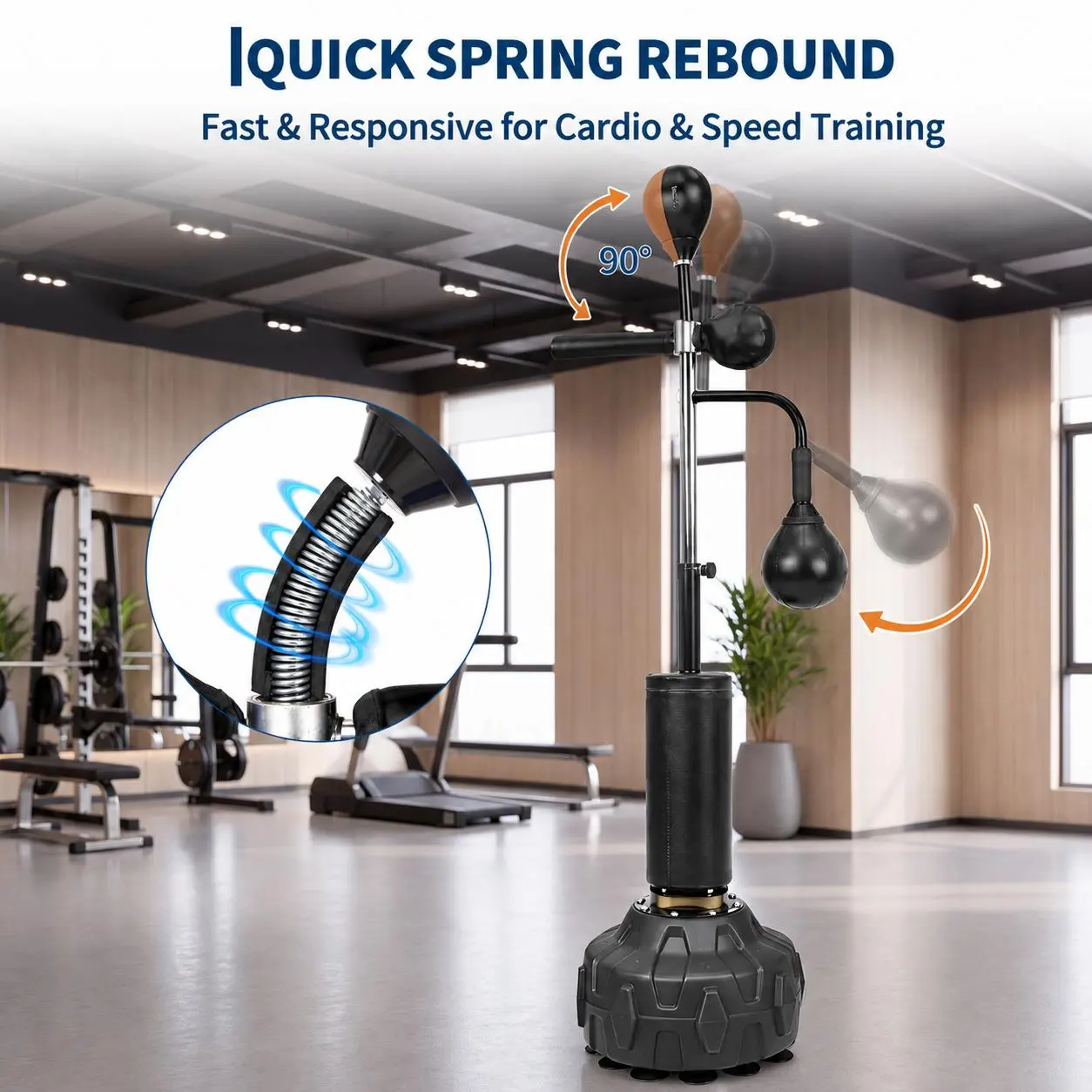 3-in-1 Freestanding Boxing Bar Trainer - Height Adjust, Dual Speed Balls, Swivel Bar - MMA Training Gear for Adult Fitness Workouts, Kickboxing
