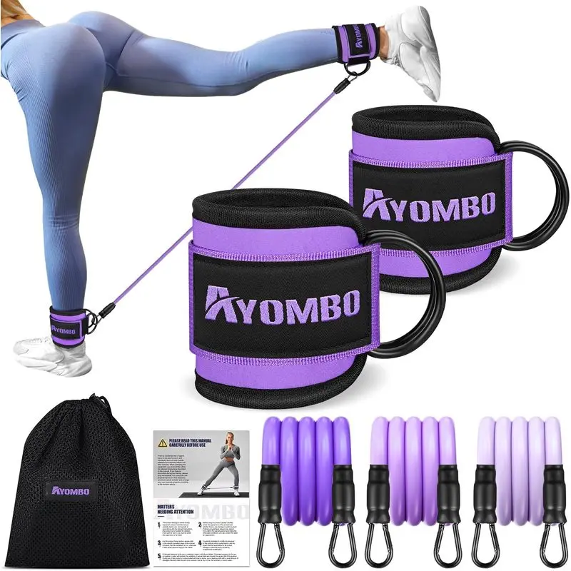 Outdoor sports Ankle Resistance Bands with Cuffs, Home Gym Workout Equipment, Lifting Glute Butt Exercise Equipment for Women, Ankle Weights Fitness Set, Leg Booty Equipment for Training Perfect Body Shape