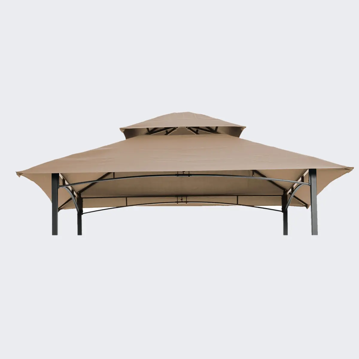 8x5Ft Sturdy Grill Gazebo Replacement Canopy - Double Tiered Sun Protection Outdoor Patio BBQ Tent Roof Cover, Beige, Assembly Required