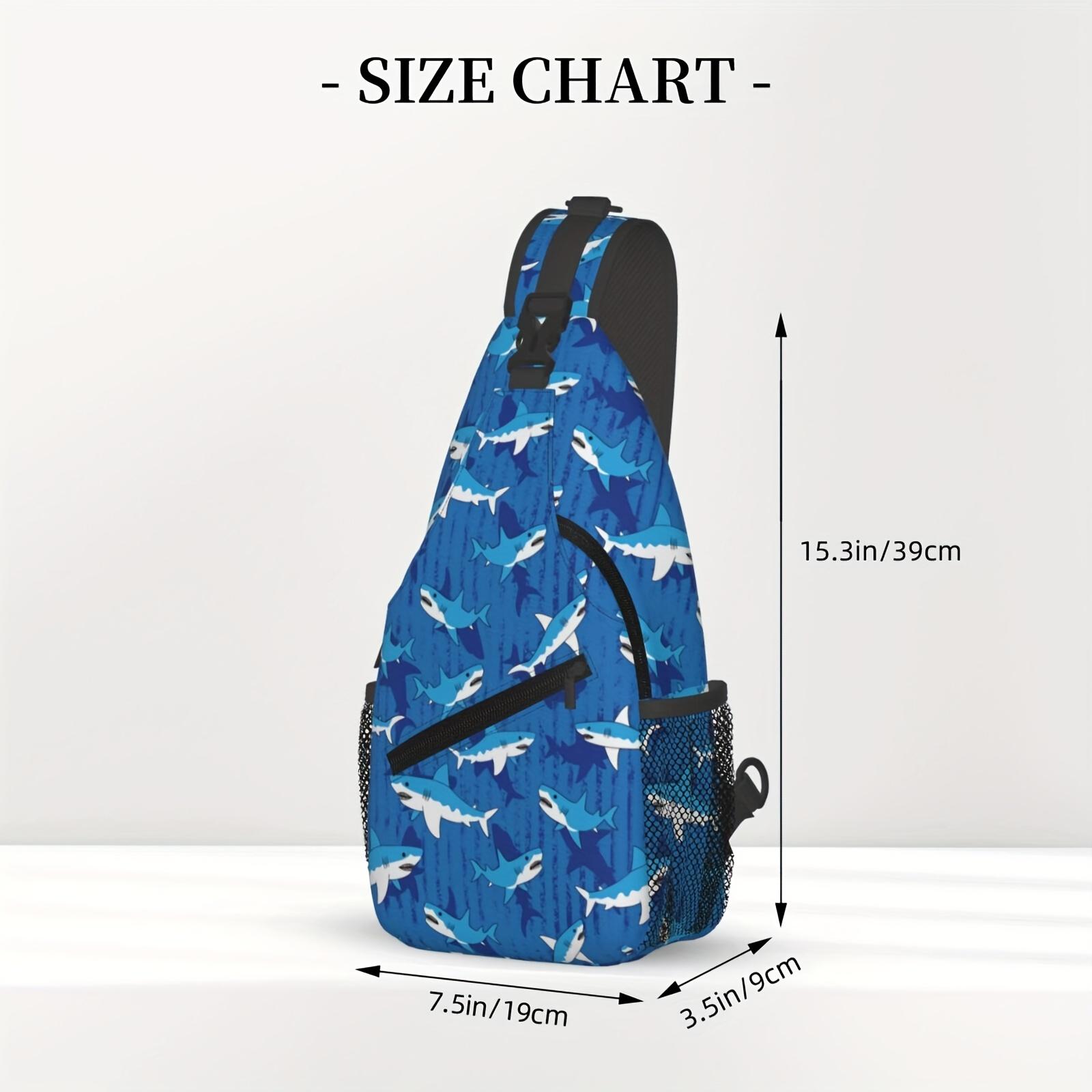 Crossbody Chest  Hiking Cartoon Style Shark Pattern Shoulder  Folding Large Capacity Fashion Durable Can Be Used For Shopping, Work, Leisure Travel Beach  Fishing  Travel Accessories Must Have  For School Back Christmas Gifts bag backpack