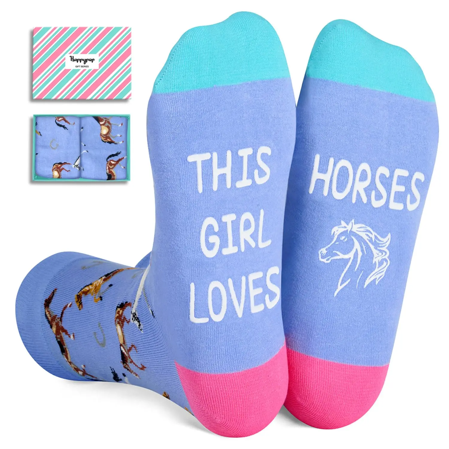 HAPPYPOP Fuzzy Horse Socks Women Funny Equestrian Socks Girls, Novelty Horse Gifts Horse Riding Gifts Equestrian Gifts