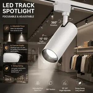 10W Adjustable Zoom Track Light: 360° Rotation & Angle Control for Modern Home Office and Commercial Spaces - Flexible Indoor Lighting Solution