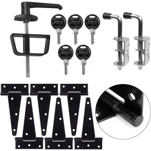 5-Key Double Door Shed Hardware Kit, Complete Set with Hinges, Latches, L-Handle Lock, Window & Door/Window Hinge Set for Gates, Playrooms