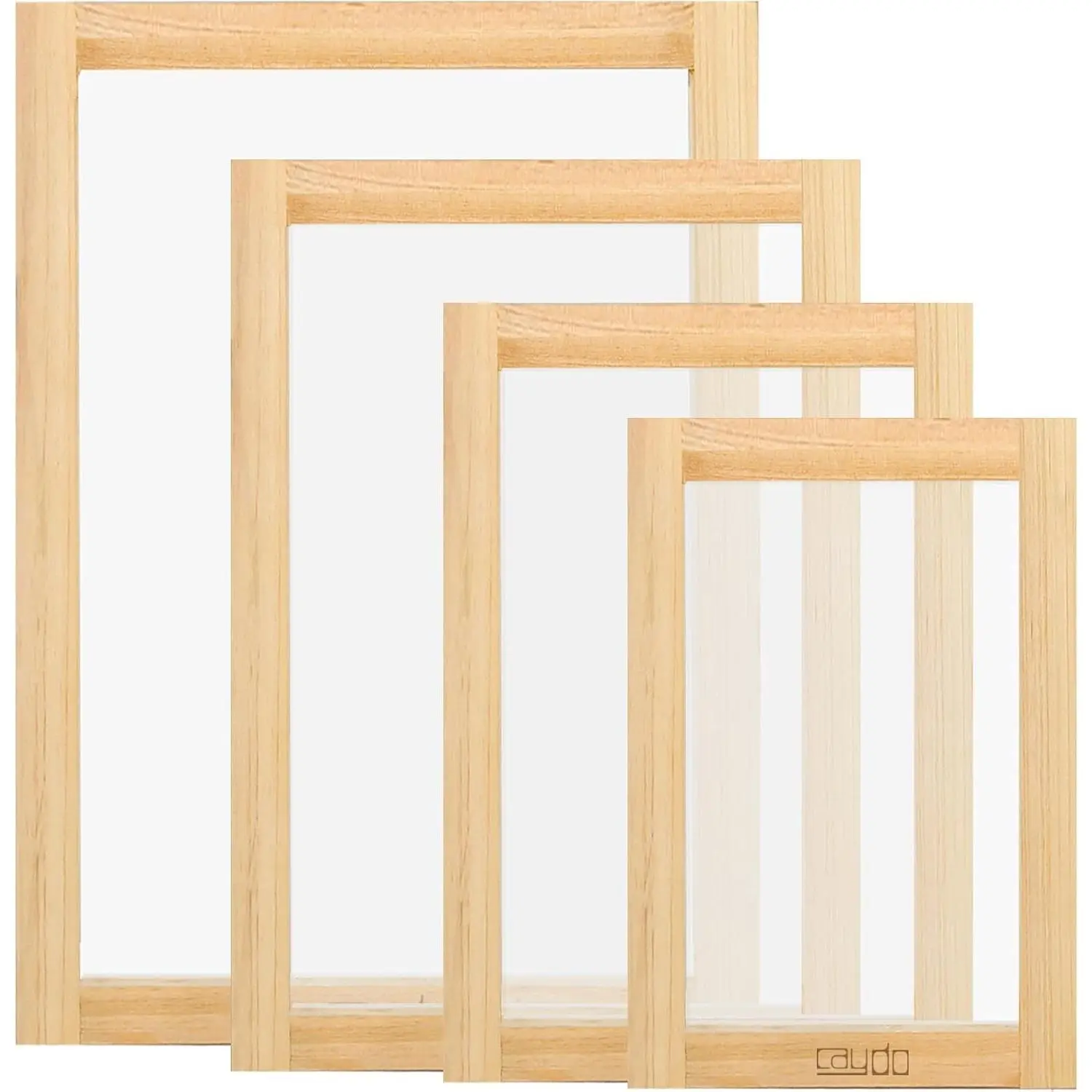 4 Pieces 4 Size Screen Printing Frame with 110 Mesh for Screen Printing Beginners and Kids, 9 x 5.1 Inch, 10.6 x 6.7 Inch, 12.2 x 8.2 Inch, 14 x 10 Inch