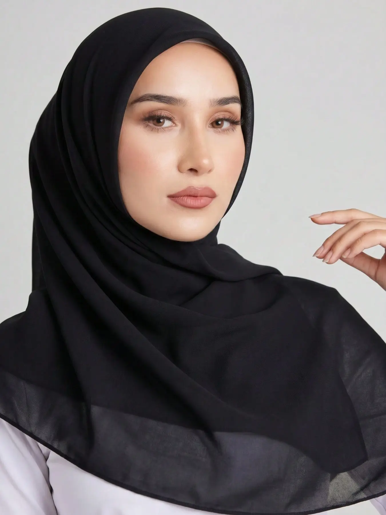 Women's Single Color Chiffon Beach Scarf, Muslim Headscarf, Hijab, Arabic Casual Large Scarf, Sun Protection Wrap, 110x110cm, Daily Use
