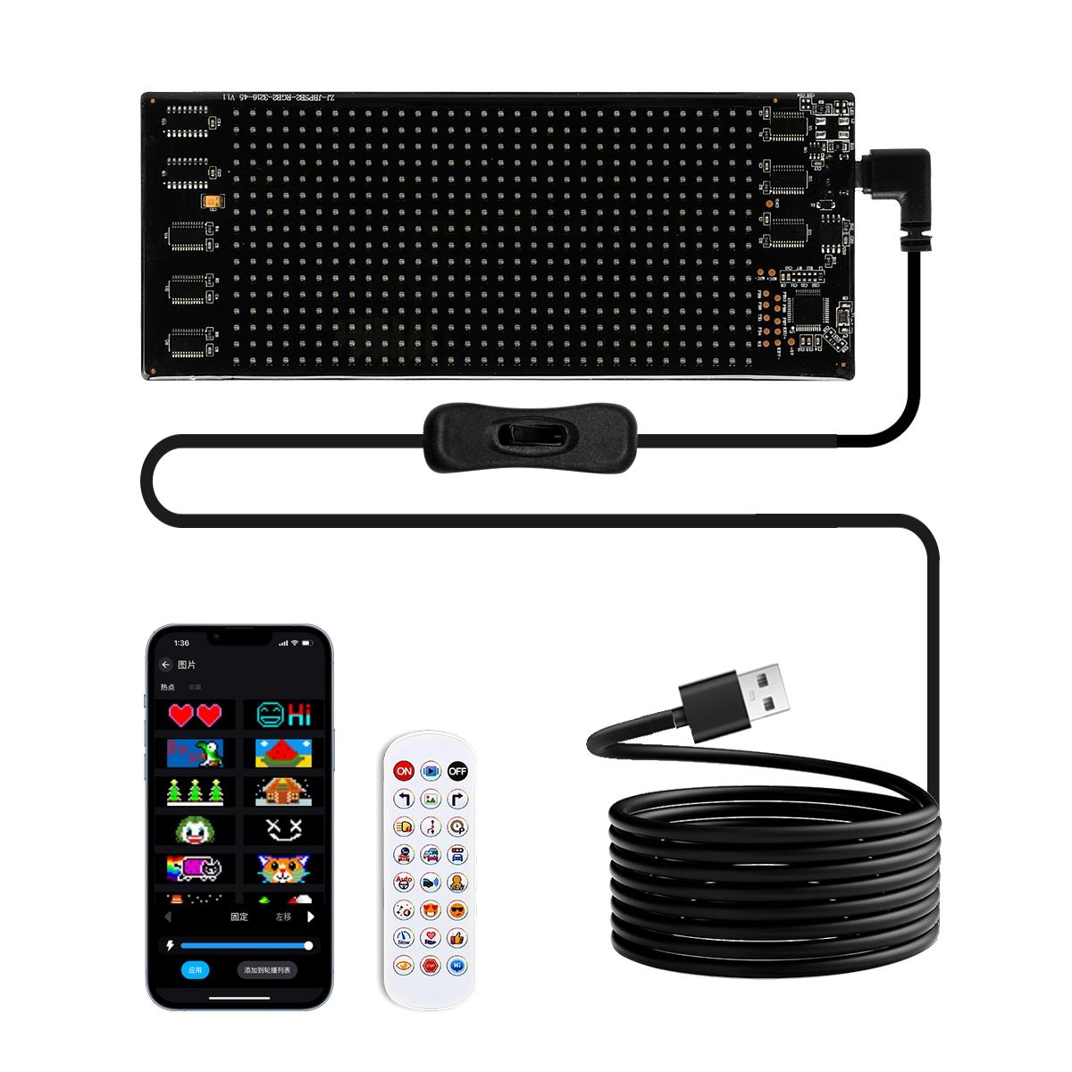 Dynamic Pixel Matrix Car Smart Display APP Remote Dual Control RGB Flex Film Screen DIY Animation Real Time Music Sync Voice Activated Gift For Men Tech Upgrade