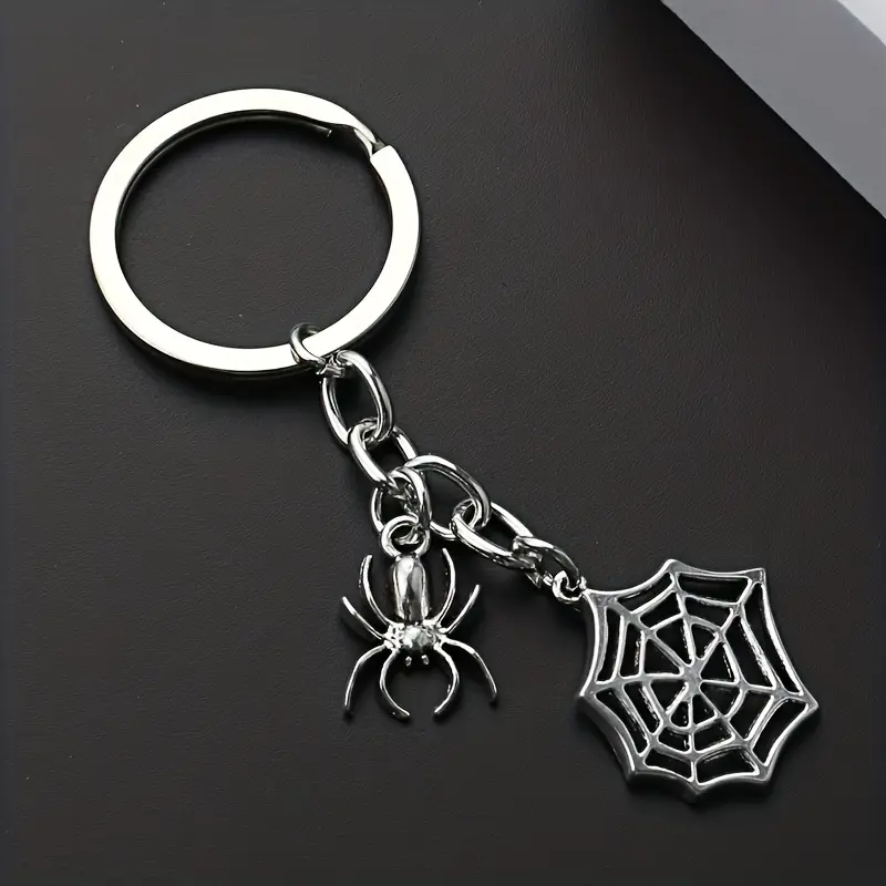 2pcs punk style spider web keychain, suitable for cars and bags, funny gifts, Halloween gifts, accessories