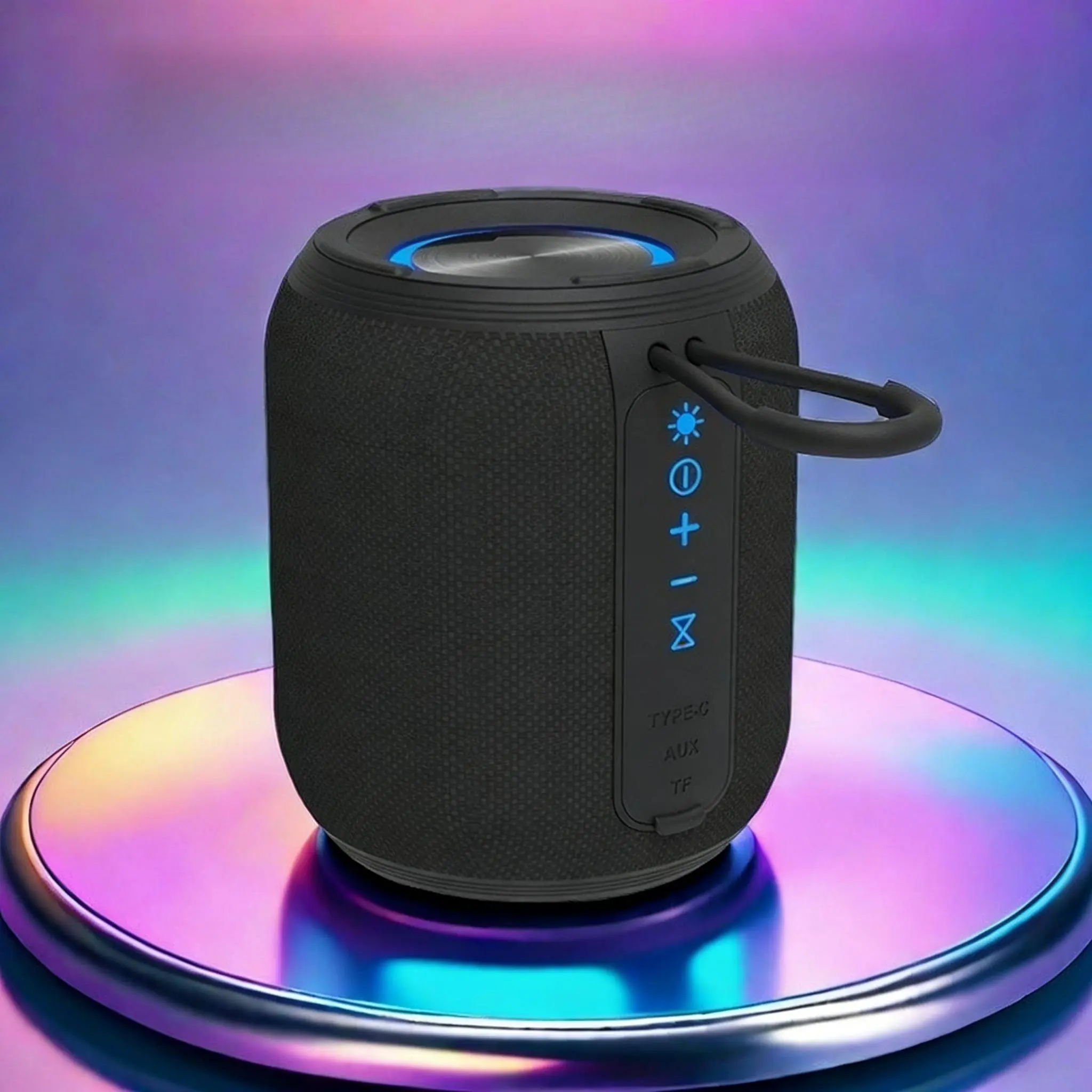 Portable Bluetooth Speaker with Waterproof Design, RGB LED Light, Heavy Bass Stereo & Audios for Outdoor, Home Use
