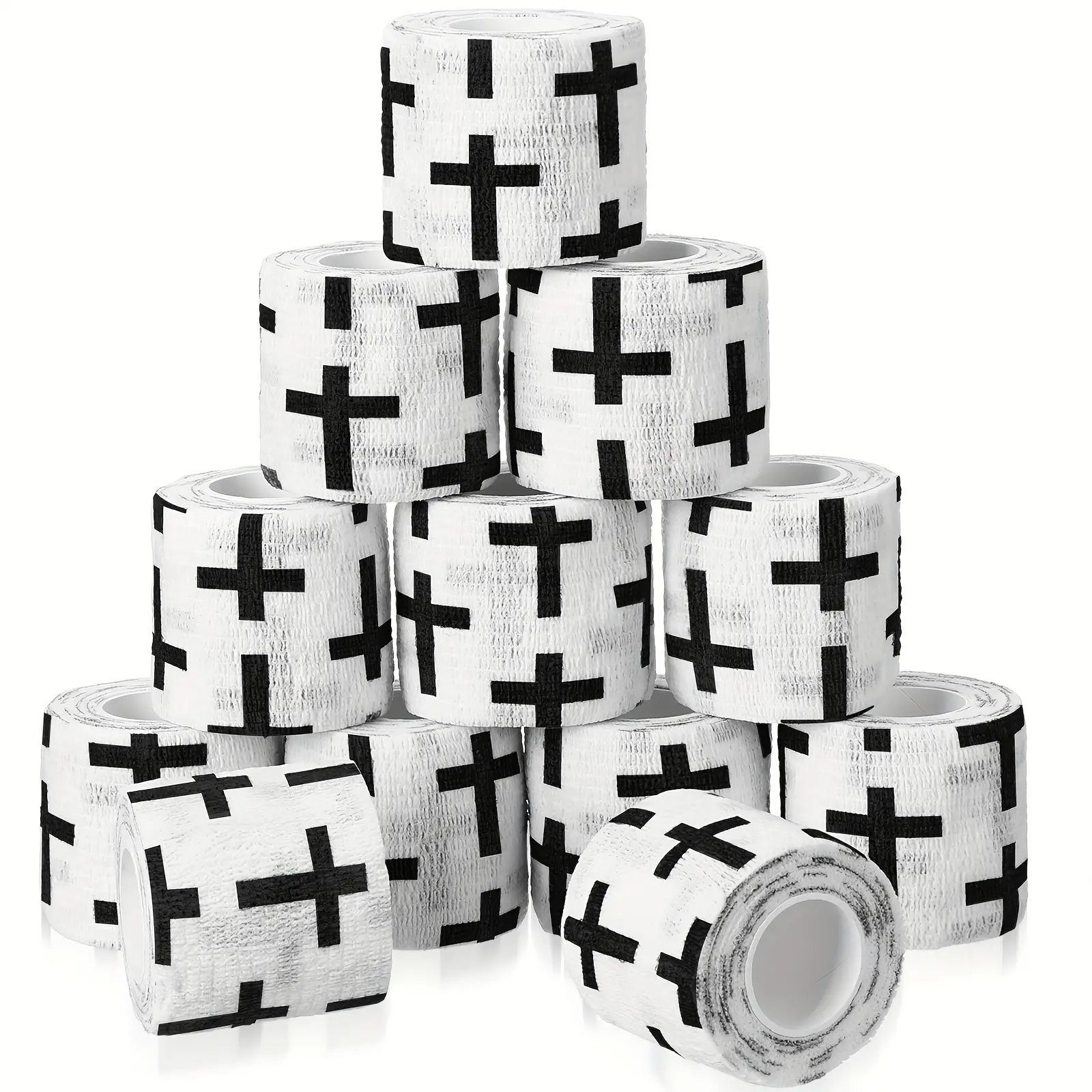 12 Roll Cross Pattern Wrapped Sports Bandage - Self Adhesive Breathable Elastic Bandage, 2 ″ x 5 Size, Non-woven for Wrist, Ankle, Baseball and Football - Sports Support, Sports Tape Ideal