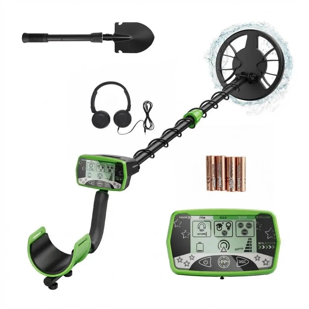 Professional Waterproof Metal Detector for Adults - IP68 Rated, Large LCD Display, High Sensitivity, All Metal & Discrimination Modes, Detects Gold, Silver, and Finds for Yard, Lawn, Beach, River