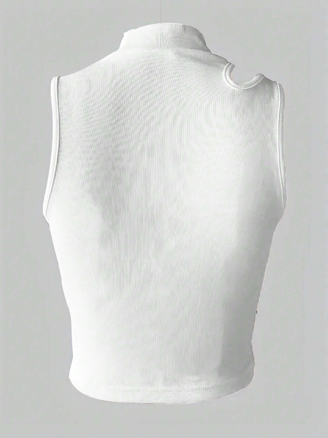 Women's Fashion Sexy Crop Top, Short Sleeve Cut Out Design, Tight Fit Showcases Figure, Inner and Outer Wear, Casual Style