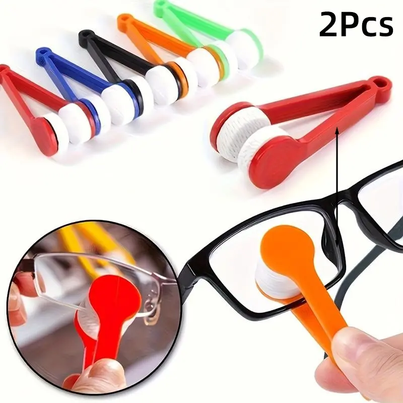 2pcs Advanced Eyeglass Cleaning Tools, Random Colors, Dual-Ended Brush, Ideal Gift, Portable Eyewear Cleaner, Stain-Free