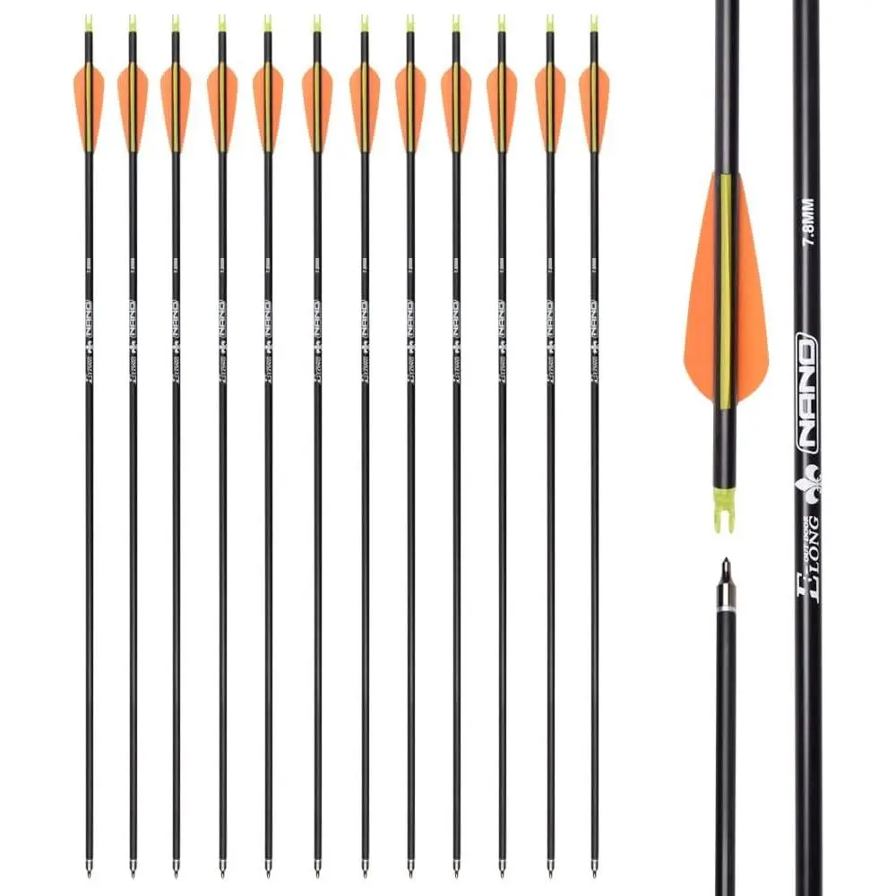 Carbon Arrow Hunting Arrows with 100 Grain Removable Tips for Archery Compound Recurve Traditional Bow Practice Shooting Pack of 12
