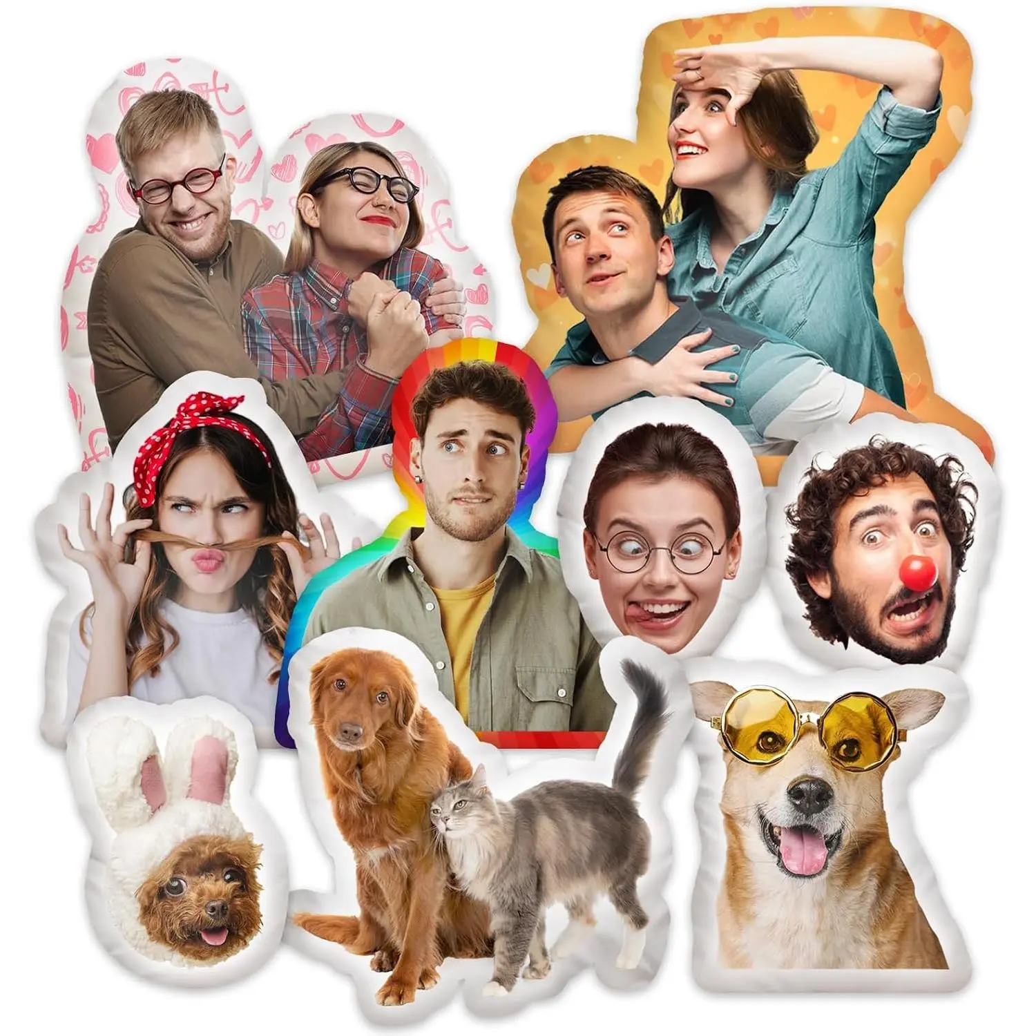 Custom Pillow - Custom Pet Pillow with Photo - Funny Fathers Day Birthday Gifts - Personalized Photo Shaped Dog Cat Face Pillow Gifts - Personalized Gag Gifts - Customized Stuffed AnimalGift.