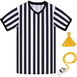 Referee Shirt for Womens and Mens,  Stripe Umpire Jersey V  Ref Uniform for Football Halloween