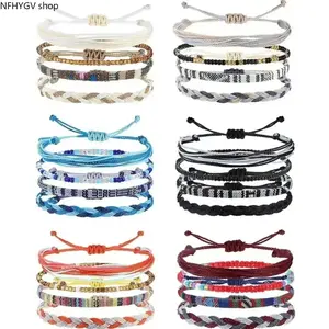 Fashion Anklet Accessories Boho Surfer Braided Rope Anklets, 4–24 Pack Adjustable Waterproof Colorful Multipack Foot Jewelry For Unisex, Trendy Ornaments Suitable For All Season Daily Wear And Outdoor Sports Styling