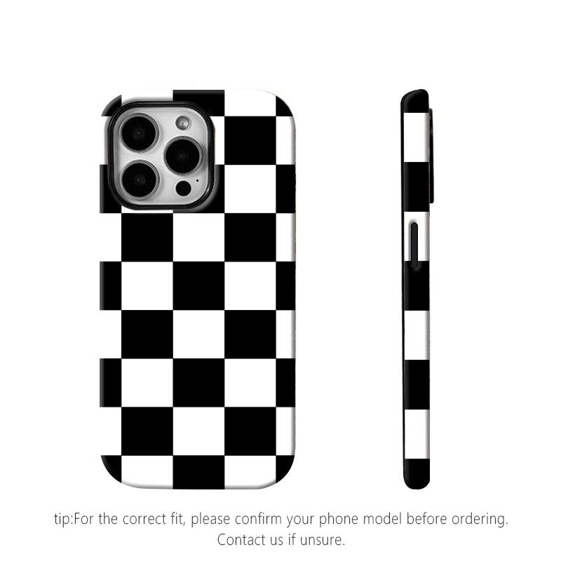Matte Anti-slip Checkerboard Phone Case for iPhone17 Air 16 Pro Max 15 14 Plus 13 12 11 XS Anti-fingerprint and oil stain resistant, wear-resistant and scratch-resistant, premium matte texture.MFL03