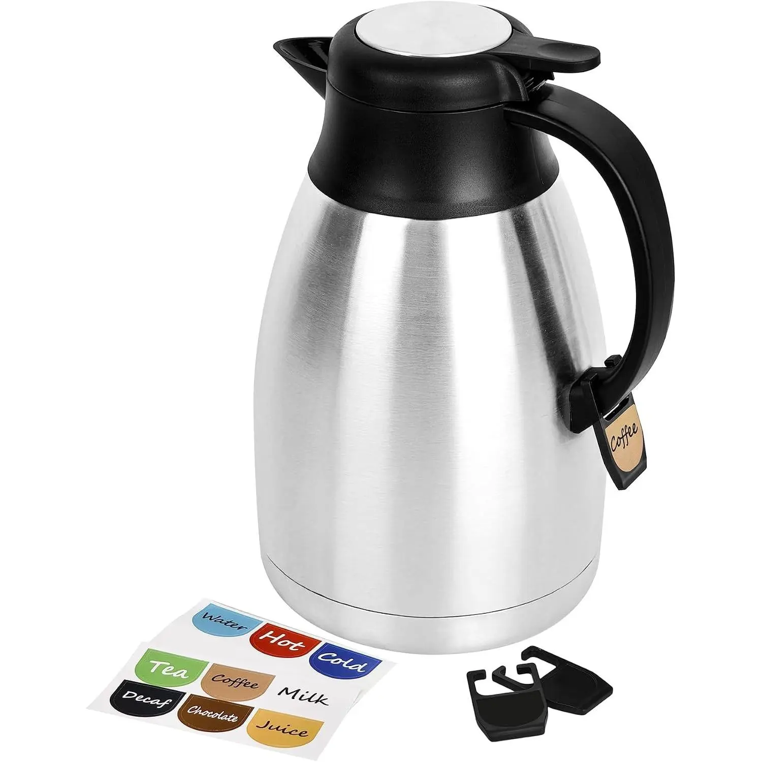 Thermal Coffee Carafe, 2L/68 Oz Stainless Steel Vacuum Insulated Thermoses, Double-Wall Design, 24-Hour Hot & Cold, Leak-Proof, Portable for Travel,Camping,Office