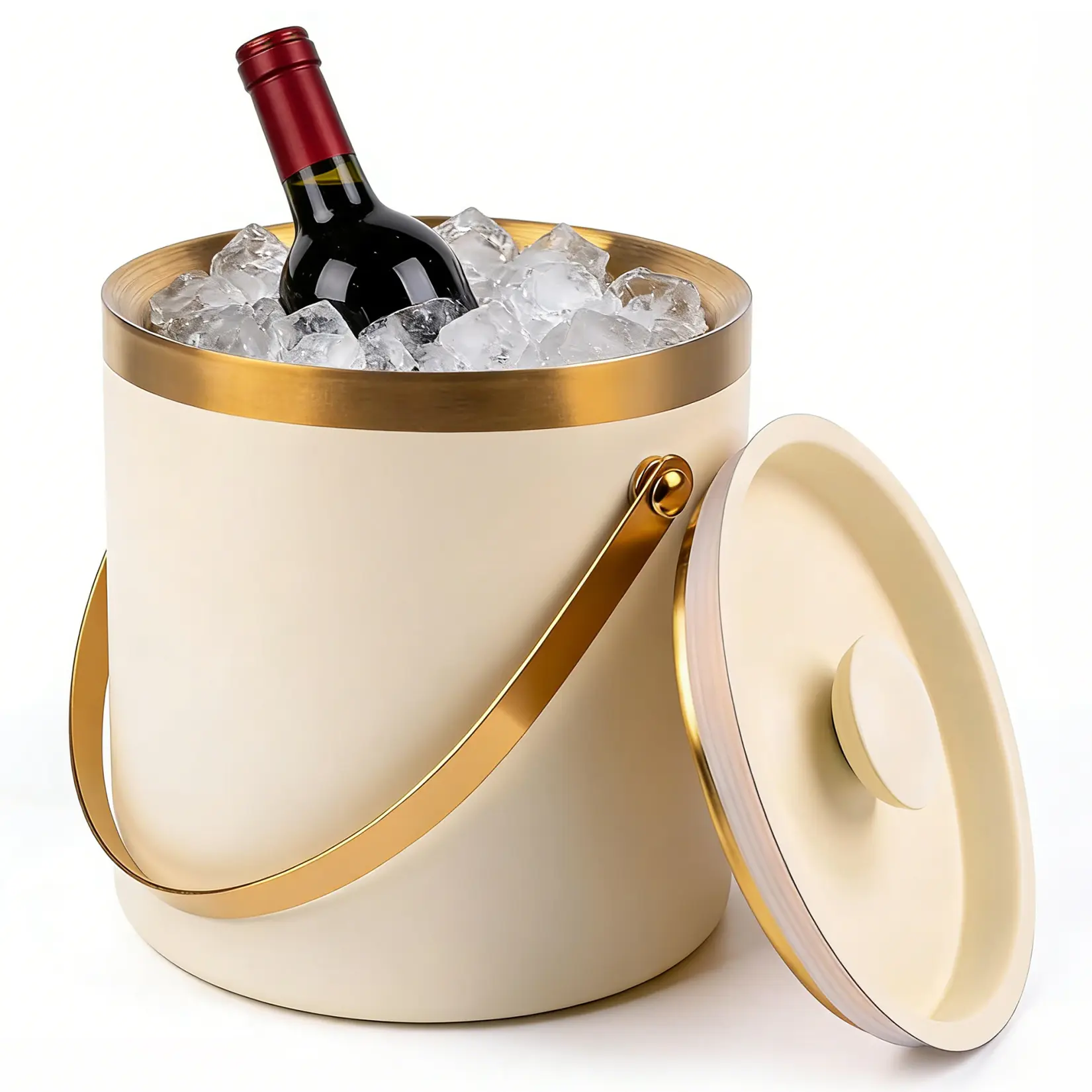 Garvee 3L Stainless Steel Ice Bucket with Lid, Triple-Layer Air Pump Insulated Beverage Cooler - Mirror-Finish Thickened Ice Pail, Ice Scoop & Drainage Port for Home Bar, Parties, Picnic