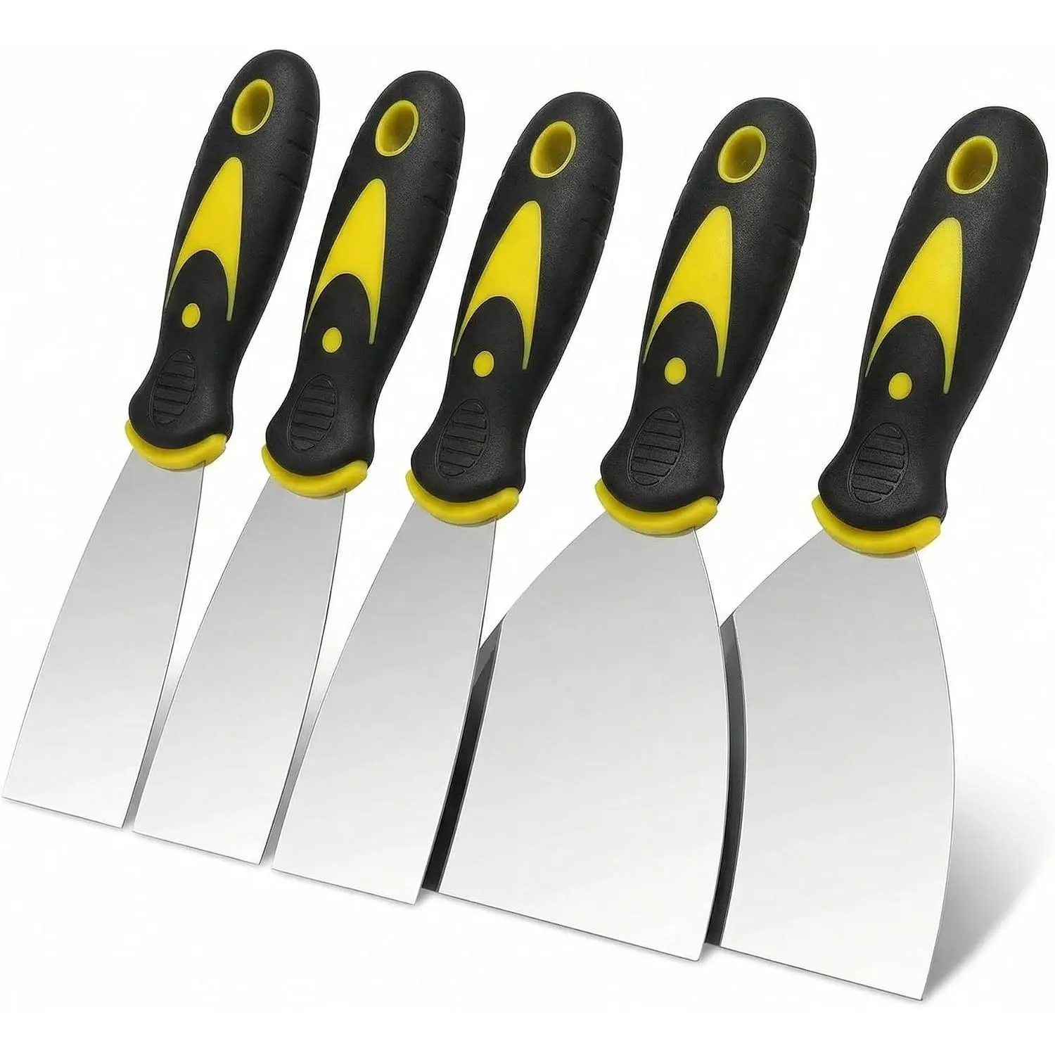 5 Pack Putty  Scraper Set, Flexible Stainless Steel Spackle  (Three 2" and Two 4"), Drywall Repair Tool Kit for  Scraping, Wallpaper Removal, Plaster Applying and Patching