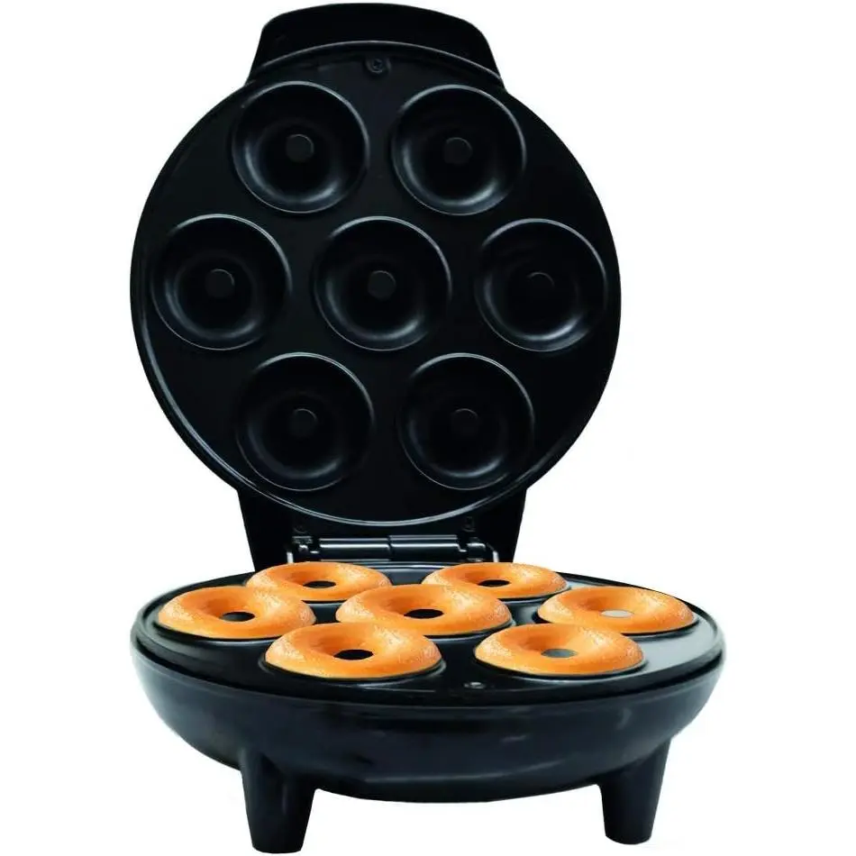 Courant Mini Donut Maker Machine, Non-Stick Surface, Makes 7 Doughnuts, Black, Kid-Friendly for Holiday, Breakfast, Snacks, Desserts & More