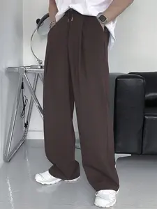 Men's Casual, Casual Loungewear Pants, Comfy Lightweight Linen Pants Solid Color Loose Fit Elastic Drawstring Waist Straight Legs Summer Breathable Soft Yoga Beach with Pockets Vacation Daily Going Out Lounge Casual Fit Bottoms