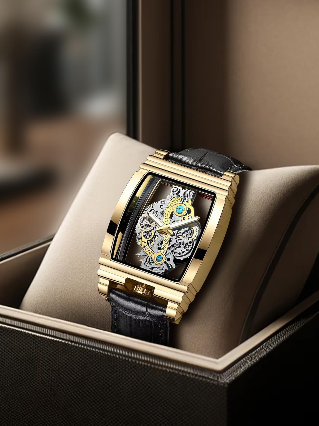 Men's Business Fashion Barrel Shaped, Fashion Watch for Party, Daily Clothing Decor, Trendy All-match & Exquisite Watch for Birthday Gift, Fashionable Wristwatch, Stylish Watch