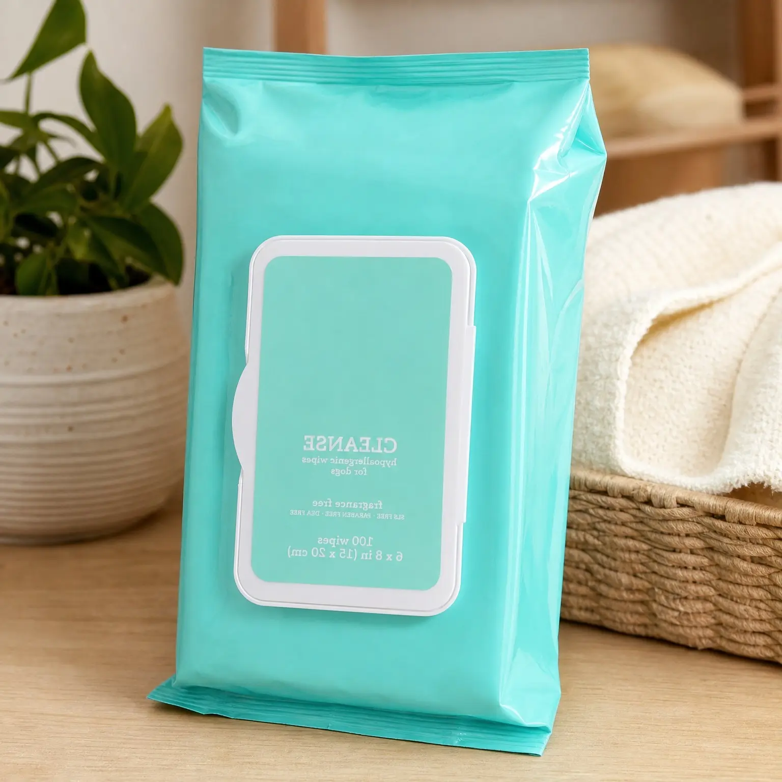 Hypoallergenic Fragrance-Free Dog Wipes, 100 Count – Waterless Cleansing Cloths for Paws, Face & Body, No SLS, Parabens, or DEA, Gentle for Sensitive SkinGift