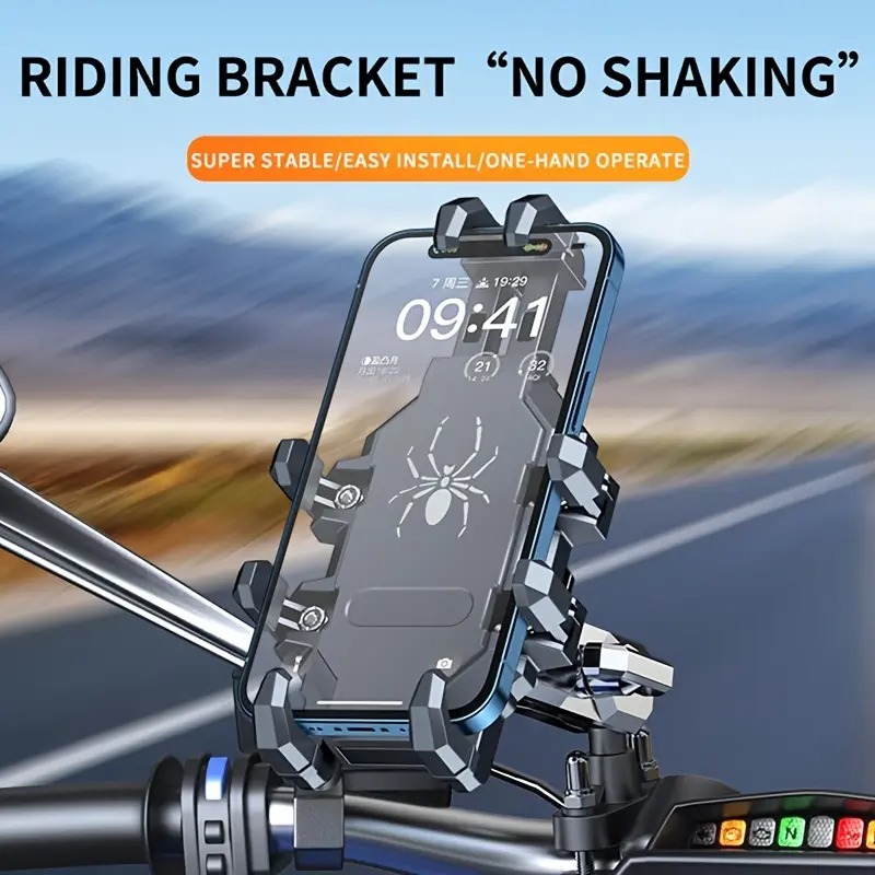 Motorcycle Bicycle Handlebar Phone Mount Holder Bike Scooter ATV Phone Holder with Vibration Dampener, Cell Phone Mount, Fit 4.5" - 7" Smartphones
