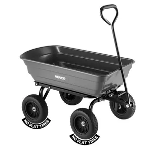 VEVOR Garden Dump Cart, 600 lbs Poly Dump Cart, Garden Carts Dumps Wagon with 90 °   Quick-Dumps Mechanism, 180 °   Swivel Wheels, 270 °   Flexible Rotating Bearings, Yard Wagon for Plants, Soil, Crops