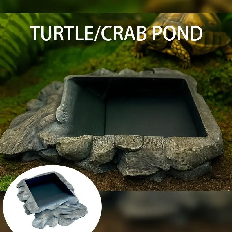 Turtle & Crab Aquarium Tank with Ramp, Multi-Functional Reptile & Aquatic Pet Breeding Box, Semi-Aquatic Terrarium for Home Garden