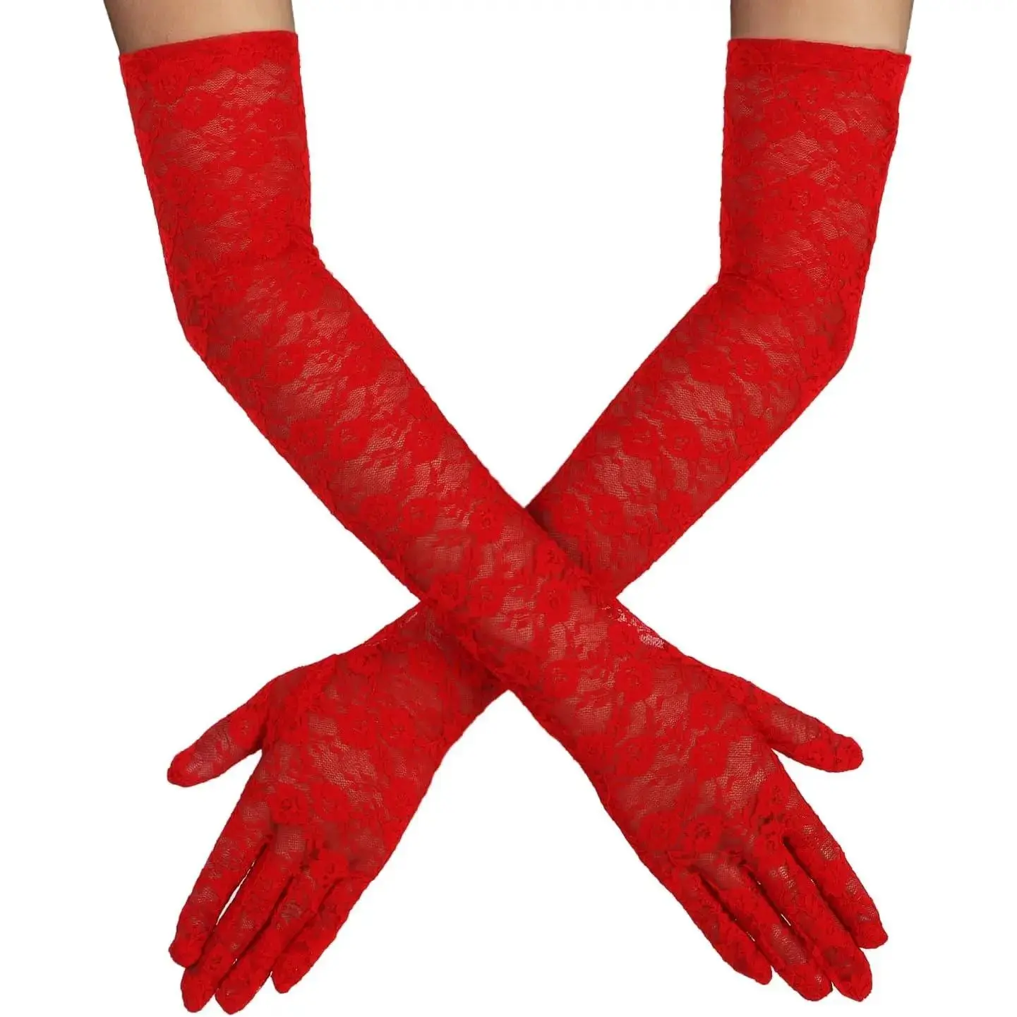 Elegant  Party Gloves - Women's Long Lace Mittens Gloves for Dress  Opera Parties